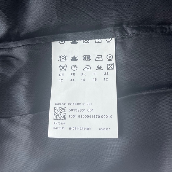 HUGO BOSS Dajena1 Silver Shimmer Cocktail Silk Sheath Pencil Sleeveles Dress - Picture 14 of 15